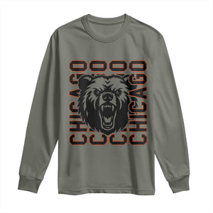 Game Day Football Fan Gift Long Sleeve Shirt Chicago With Bear TS12 Military Green Print Your Wear