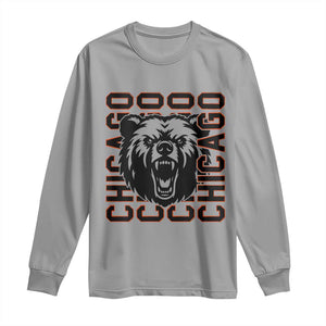 Game Day Football Fan Gift Long Sleeve Shirt Chicago With Bear TS12 Sport Gray Print Your Wear