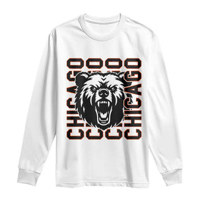 Game Day Football Fan Gift Long Sleeve Shirt Chicago With Bear TS12 White Print Your Wear