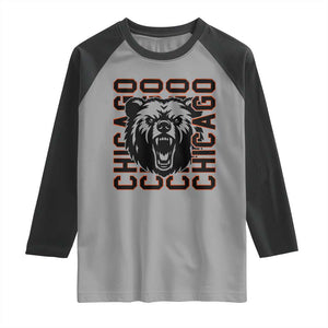 Game Day Football Fan Gift Raglan Shirt Chicago With Bear TS12 Sport Gray Black Print Your Wear