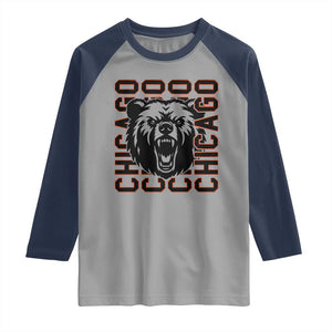 Game Day Football Fan Gift Raglan Shirt Chicago With Bear TS12 Sport Gray Navy Print Your Wear