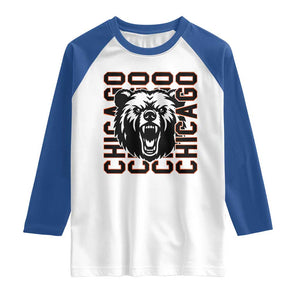 Game Day Football Fan Gift Raglan Shirt Chicago With Bear TS12 White Royal Print Your Wear