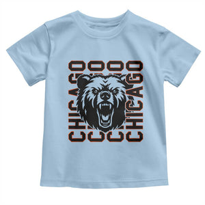 Game Day Football Fan Gift Toddler T Shirt Chicago With Bear TS12 Light Blue Print Your Wear