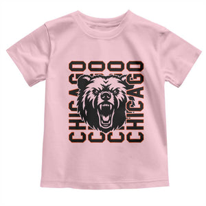 Game Day Football Fan Gift Toddler T Shirt Chicago With Bear TS12 Light Pink Print Your Wear