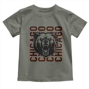 Game Day Football Fan Gift Toddler T Shirt Chicago With Bear TS12 Military Green Print Your Wear