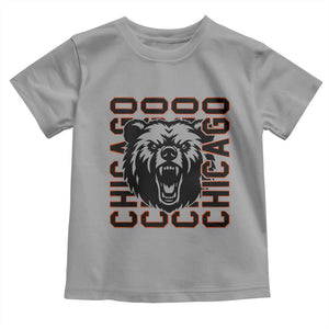Game Day Football Fan Gift Toddler T Shirt Chicago With Bear TS12 Sport Gray Print Your Wear