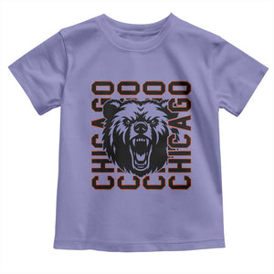 Game Day Football Fan Gift Toddler T Shirt Chicago With Bear TS12 Violet Print Your Wear