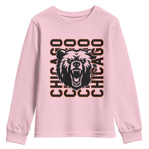 Game Day Football Fan Gift Youth Sweatshirt Chicago With Bear TS12 Light Pink Print Your Wear