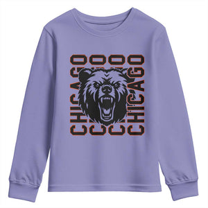 Game Day Football Fan Gift Youth Sweatshirt Chicago With Bear TS12 Violet Print Your Wear