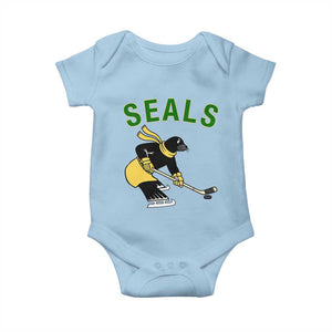 Funny Seal Ice Hockey Player Baby Onesie Winter Sports Gift TS12 Light Blue Print Your Wear