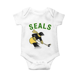 Funny Seal Ice Hockey Player Baby Onesie Winter Sports Gift TS12 White Print Your Wear