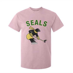 Funny Seal Ice Hockey Player T Shirt For Kid Winter Sports Gift TS12 Light Pink Print Your Wear