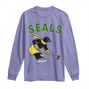 Funny Seal Ice Hockey Player Long Sleeve Shirt Winter Sports Gift TS12 Violet Print Your Wear