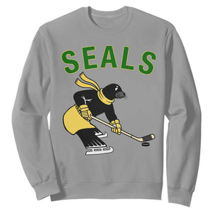 Funny Seal Ice Hockey Player Sweatshirt Winter Sports Gift TS12 Sport Gray Print Your Wear