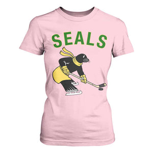 Funny Seal Ice Hockey Player T Shirt For Women Winter Sports Gift TS12 Light Pink Print Your Wear