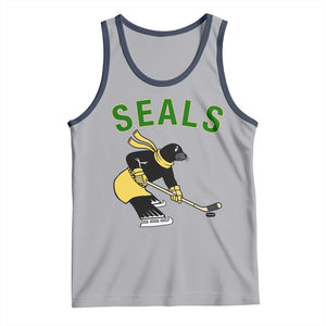 Funny Seal Ice Hockey Player Tank Top Winter Sports Gift TS12 Athletic Heather Navy Print Your Wear