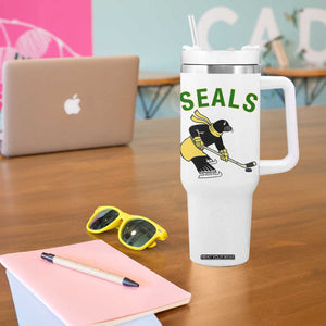 Funny Seal Ice Hockey Player Tumbler With Handle Winter Sports Gift TS12 Print Your Wear