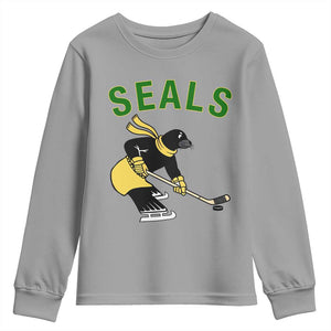 Funny Seal Ice Hockey Player Youth Sweatshirt Winter Sports Gift TS12 Sport Gray Print Your Wear