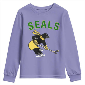 Funny Seal Ice Hockey Player Youth Sweatshirt Winter Sports Gift TS12 Violet Print Your Wear