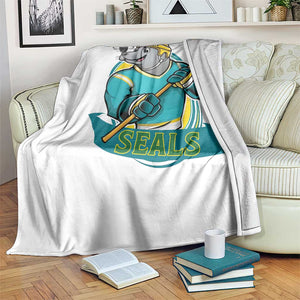 Cute Seal Playing Ice Hockey Throw Blanket Funny Winter Sports Gift TS12 Print Your Wear