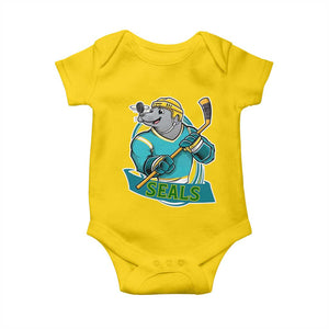 Cute Seal Playing Ice Hockey Baby Onesie Funny Winter Sports Gift TS12 Daisy Print Your Wear