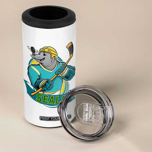 Cute Seal Playing Ice Hockey 4 in 1 Can Cooler Tumbler Funny Winter Sports Gift TS12 Print Your Wear