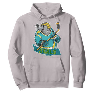 Cute Seal Playing Ice Hockey Hoodie Funny Winter Sports Gift TS12 Ice Gray Print Your Wear