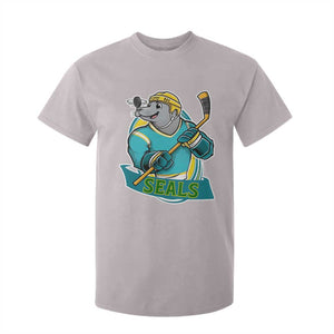 Cute Seal Playing Ice Hockey T Shirt For Kid Funny Winter Sports Gift TS12 Ice Gray Print Your Wear