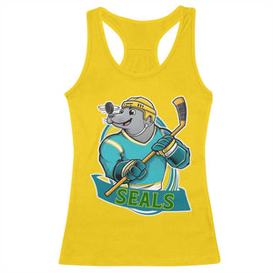 Cute Seal Playing Ice Hockey Racerback Tank Top Funny Winter Sports Gift TS12 Daisy Print Your Wear