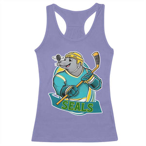 Cute Seal Playing Ice Hockey Racerback Tank Top Funny Winter Sports Gift TS12 Violet Print Your Wear