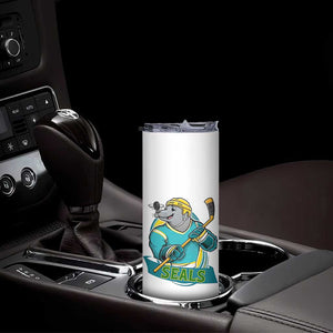 Cute Seal Playing Ice Hockey Skinny Tumbler Funny Winter Sports Gift TS12 Print Your Wear