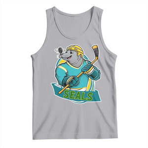 Cute Seal Playing Ice Hockey Tank Top Funny Winter Sports Gift TS12 Athletic Heather Print Your Wear