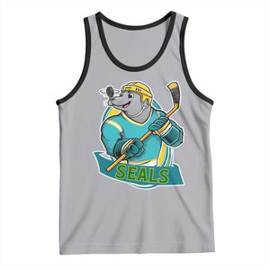 Cute Seal Playing Ice Hockey Tank Top Funny Winter Sports Gift TS12 Athletic Heather Black Print Your Wear
