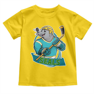Cute Seal Playing Ice Hockey Toddler T Shirt Funny Winter Sports Gift TS12 Daisy Print Your Wear