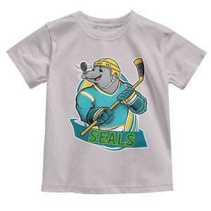 Cute Seal Playing Ice Hockey Toddler T Shirt Funny Winter Sports Gift TS12 Ice Gray Print Your Wear