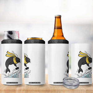 Funny Seal Playing Ice Hockey 4 in 1 Can Cooler Tumbler Winter Sports Gift TS12 Print Your Wear