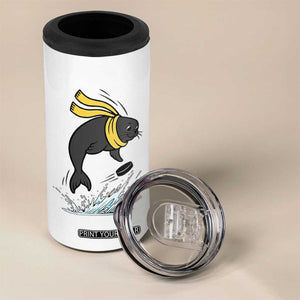 Funny Seal Playing Ice Hockey 4 in 1 Can Cooler Tumbler Winter Sports Gift TS12 Print Your Wear