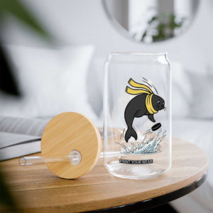 Funny Seal Playing Ice Hockey Glass Can Winter Sports Gift TS12 Print Your Wear