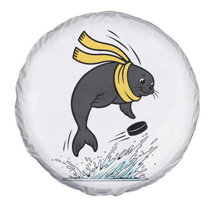 Funny Seal Playing Ice Hockey Spare Tire Cover Winter Sports Gift TS12 Print Your Wear