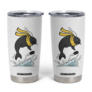 Funny Seal Playing Ice Hockey Tumbler Cup Winter Sports Gift TS12 White Print Your Wear