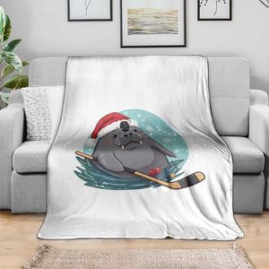 Snowy Seal Ice Hockey Lover Throw Blanket Funny Christmas Gift TS12 Print Your Wear