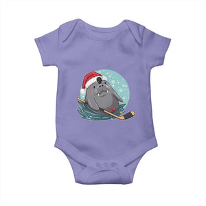 Snowy Seal Ice Hockey Lover Baby Onesie Funny Christmas Gift TS12 Violet Print Your Wear