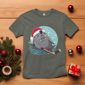 Snowy Seal Ice Hockey Lover T Shirt Funny Christmas Gift TS12 Military Green Print Your Wear