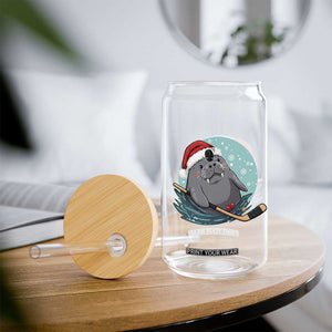 Snowy Seal Ice Hockey Lover Glass Can Funny Christmas Gift TS12 Print Your Wear