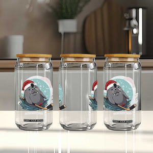 Snowy Seal Ice Hockey Lover Glass Can Funny Christmas Gift TS12 Print Your Wear