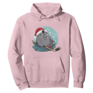 Snowy Seal Ice Hockey Lover Hoodie Funny Christmas Gift TS12 Light Pink Print Your Wear