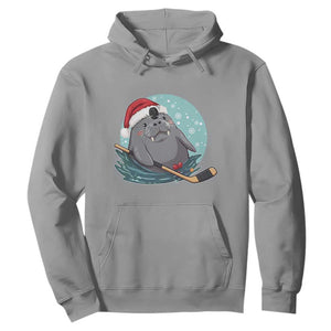 Snowy Seal Ice Hockey Lover Hoodie Funny Christmas Gift TS12 Sport Gray Print Your Wear