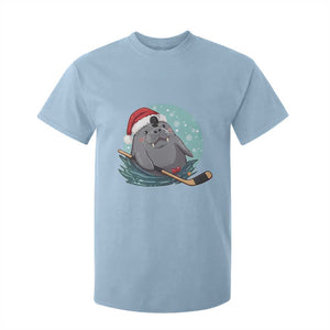 Snowy Seal Ice Hockey Lover T Shirt For Kid Funny Christmas Gift TS12 Light Blue Print Your Wear
