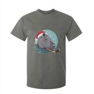 Snowy Seal Ice Hockey Lover T Shirt For Kid Funny Christmas Gift TS12 Military Green Print Your Wear