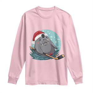 Snowy Seal Ice Hockey Lover Long Sleeve Shirt Funny Christmas Gift TS12 Light Pink Print Your Wear